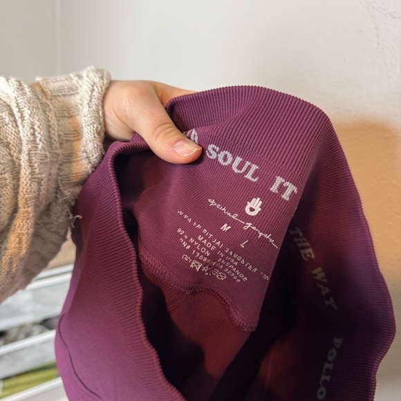 Spiritual Gangster Self Love Yoga Leggings in Burgundy Ribbed High Rise - Picture 9 of 9